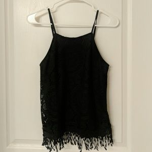 Black spaghetti strap top will frill bottom